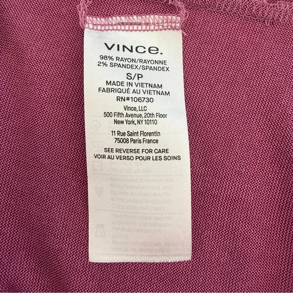 Vince Rayon Knit Long Sleeve Scoop Neck Top Pink Purple Size Small